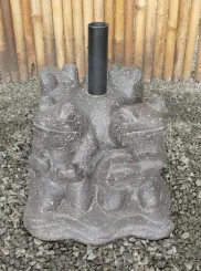 Frosch-Schirmständer aus Steinguss mit Durchmesser 4,2cm, Tiefloch 25cm und Höhe 32cm, 1 Satz mit Metallrohr 